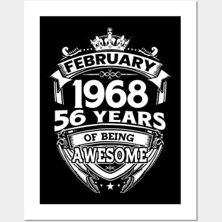 February 1968 56 Years Of Being Awesome 56th Birthday Posters and Art